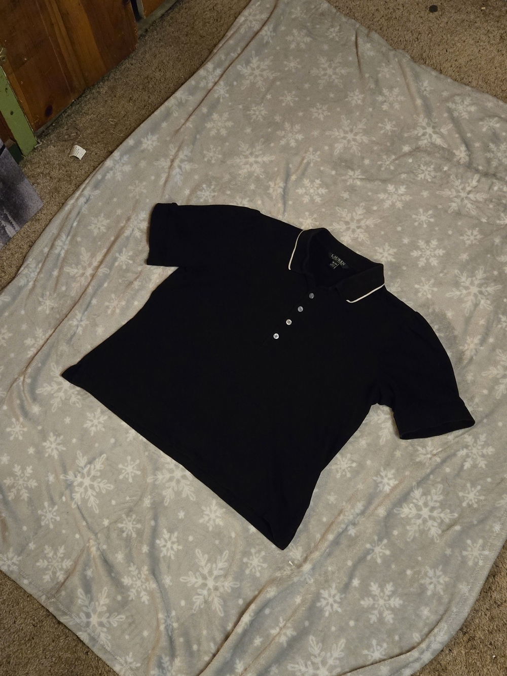Ralph Lauren Black Polo with White Contrast Trim - Kids